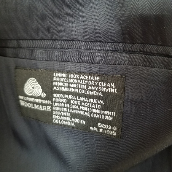 Stafford 44R Suit Jacket / Sport Coat Navy Blue 100% Pure New Wool - Picture 8 of 10